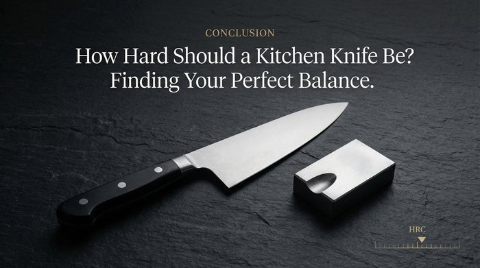 a kitchen knife lay on desk to show how we need to choose the right hardness for  it